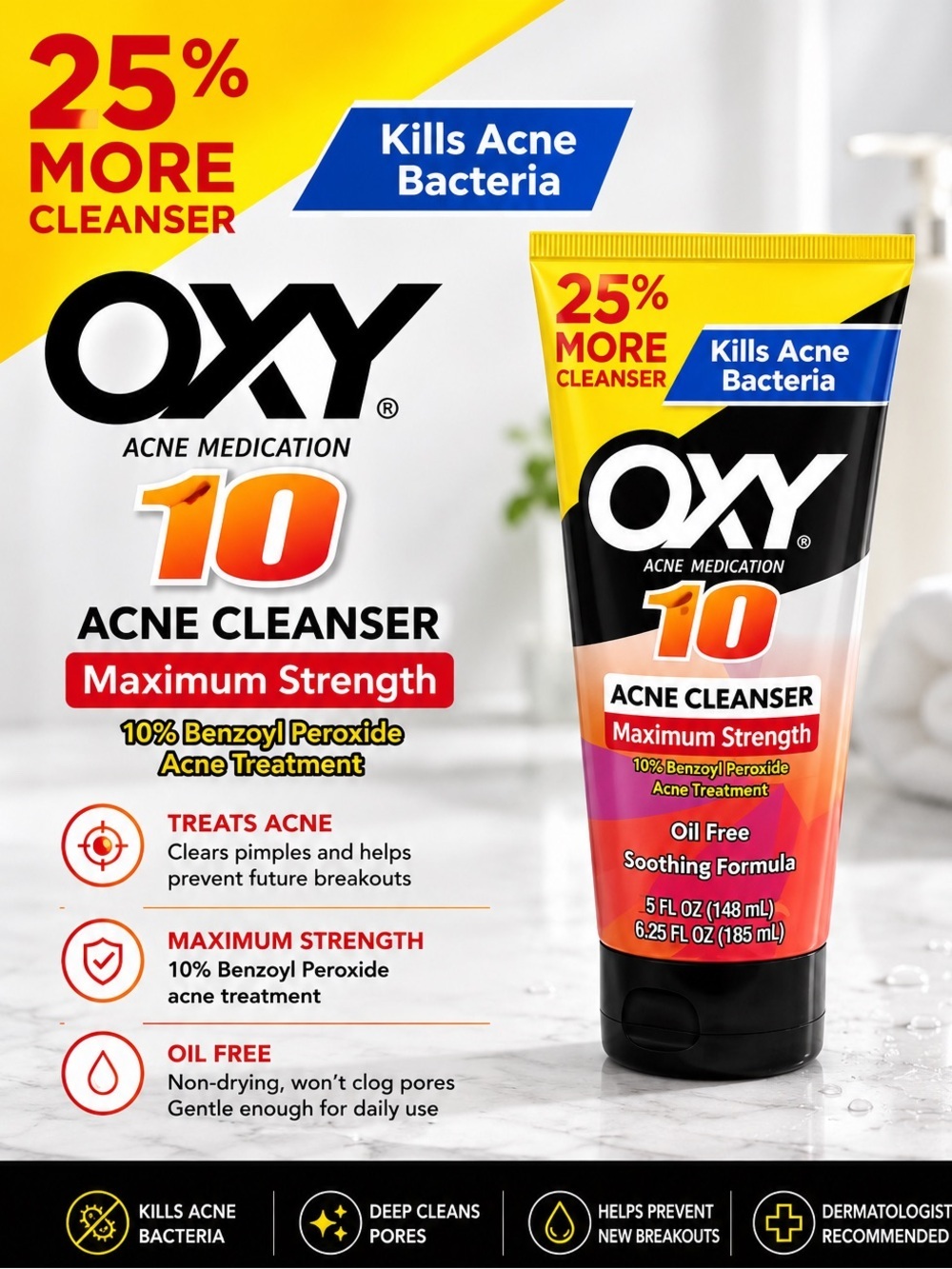 OXY Acne Cleanser Maximum Strength - Yellow/Black